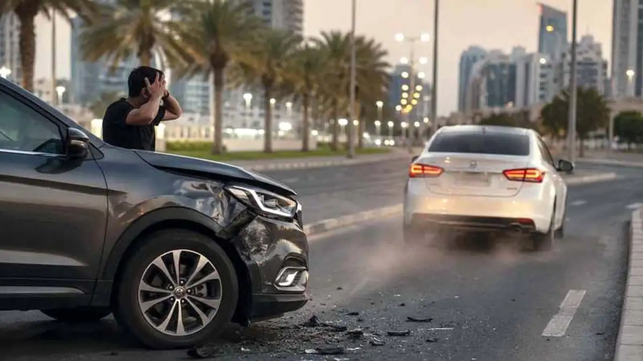 سائق بلا رخصة يسبب حادث اصطدام ويفر من موقع الحادث